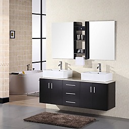 Portland 61" Double Sink Bathroom Vanity with Vessel Sinks Product List Image