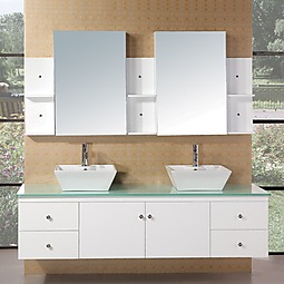 Portland 72" Double Sink Vanity Set in White Finish Product List Image