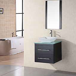 Elton 24" Wall-Mount Single Vessel Sink Vanity with Glass Top Product List Image