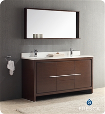 Fresca Allier 60" Modern Double Sink Bathroom Vanity - Wenge
