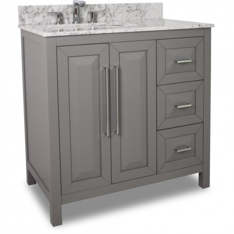 35" grey modern bathroom vanity van100-36-t with white marble top 35" grey modern bathroom vanity van100-36-t with white marble top