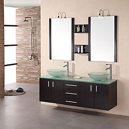 Modena 61" Double Sink Vanity Set w/ Glass Vessel Sinks Product List Image