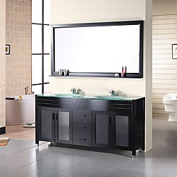Waterfall 61" Double Sink Bathroom Vanity with Tempered Glass Top Product List Image