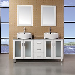 Malibu 60" Double Sink Vanity Set in White Finish Product List Image