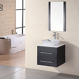 Elton 24" Wall-Mount Single Vessel Sink Vanity with Carrera White Marble Top Product List Image