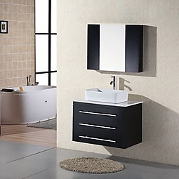 Elton 30" Wall-Mount Single Vessel Sink Vanity with Carrera White Marble Top Product List Image