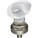1-1/4" Overall Length Brushed Pewter Football Glass Harlow Cabinet Knob