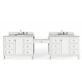Copper Cove Encore 122" Double Vanity Set, Bright White w/ 3 CM Arctic Fall Solid Surface Top