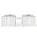 Copper Cove Encore 122" Double Vanity Set, Bright White w/ 3 CM Arctic Fall Solid Surface Top