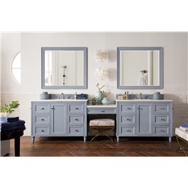 Copper Cove Encore 122" Double Vanity Set, Silver Gray w/ 3 CM Arctic Fall Solid Surface Top