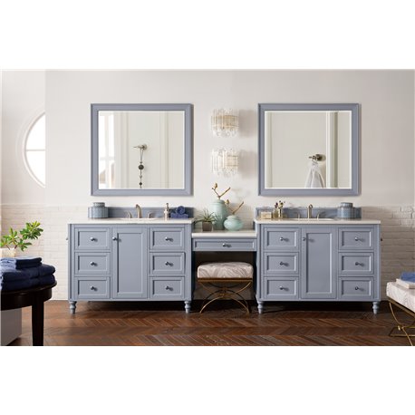 Copper Cove Encore 122" Double Vanity Set, Silver Gray w/ 3 CM Arctic Fall Solid Surface Top