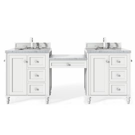 Copper Cove Encore 86" Double Vanity Set, Bright White w/ 3 CM Arctic Fall Solid Surface Top