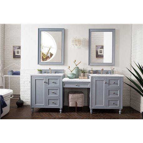 Copper Cove Encore 86" Double Vanity Set, Silver Gray w/ 3 CM Arctic Fall Solid Surface Top