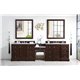 De Soto 118" Double Vanity Set, Burnished Mahogany w/ 3 CM Arctic Fall Solid Surface Top