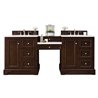 De Soto 82" Double Vanity Set, Burnished Mahogany w/ 3 CM Arctic Fall Solid Surface Top