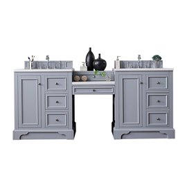 De Soto 82" Double Vanity Set, Silver Gray w/ 3 CM Arctic Fall Solid Surface Top