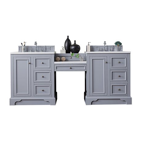 De Soto 82" Double Vanity Set, Silver Gray w/ 3 CM Arctic Fall Solid Surface Top