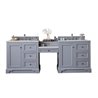 De Soto 94" Double Vanity Set, Silver Gray w/ 3 CM Arctic Fall Solid Surface Top