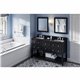 60" Black Adler Vanity, double bowl, Black Granite Vanity Top, two undermount rectangle bowls