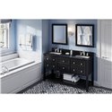 60" Black Adler Vanity, double bowl, Black Granite Vanity Top, two undermount rectangle bowls