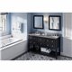 60" Black Adler Vanity, double bowl, Black Granite Vanity Top, two undermount rectangle bowls
