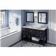 60" Black Adler Vanity, double bowl, Black Granite Vanity Top, two undermount rectangle bowls
