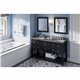 60" Black Adler Vanity, double bowl, Black Granite Vanity Top, two undermount rectangle bowls