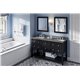 60" Black Adler Vanity, double bowl, Black Granite Vanity Top, two undermount rectangle bowls