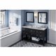 60" Black Adler Vanity, double bowl, Black Granite Vanity Top, two undermount rectangle bowls