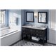 60" Black Adler Vanity, double bowl, Black Granite Vanity Top, two undermount rectangle bowls