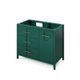42" Forest Green Katara Vanity, left offset, Black Granite Vanity Top, undermount rectangle bowl