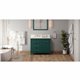 42" Forest Green Katara Vanity, left offset, Black Granite Vanity Top, undermount rectangle bowl