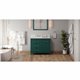 42" Forest Green Katara Vanity, left offset, Black Granite Vanity Top, undermount rectangle bowl