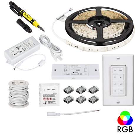 16 Ft. 130 Lumens/Ft.. 12-volt Accent Output Multi-Color RGB Wireless Controller Tape Light Kit, 1 Zone 1 Area