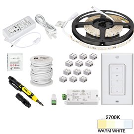 16 Ft., 120 Lumens/Ft. 12-volt Accent Output Uno Wireless Controller Tape Light Kit, 1 Zone 1 Area, Single-White, Warm White 270