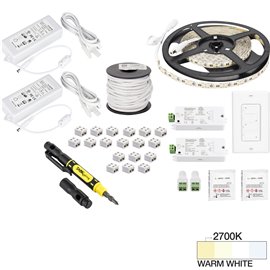 16 Ft.. 225 Lumens/Ft. 12-volt Standard Output Duo Wireless Controller Tape Light Kit, 2 Zone 2 Area, Single-White, Warm White 2