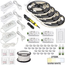 65 Ft., 225 Lumens/Ft. 12-volt Standard Output Quattro Wireless Controller Tape Light Kit, 4 Zone 4 Area, Single-White, Warm Whi