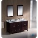 Fresca Oxford 60" Mahogany Traditional Double Sink Bathroom Vanity w/ Side Cabinet