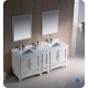 Fresca Oxford 72" Antique White Traditional Double Sink Bathroom Vanity w/ Side Cabinet