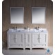 Fresca Oxford 72" Antique White Traditional Double Sink Bathroom Vanity w/ Side Cabinet