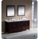 Fresca Oxford 72" Mahogany Traditional Double Sink Bathroom Vanity w/ Side Cabinet