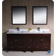 Fresca Oxford 72" Mahogany Traditional Double Sink Bathroom Vanity w/ Side Cabinet