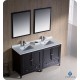 Fresca Oxford 60" Espresso Traditional Double Sink Bathroom Vanity