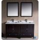 Fresca Oxford 60" Espresso Traditional Double Sink Bathroom Vanity