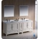Fresca Oxford 84" Antique White Traditional Double Sink Bathroom Vanity w/ Side Cabinet