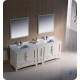 Fresca Oxford 84" Antique White Traditional Double Sink Bathroom Vanity w/ Side Cabinet