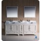 Fresca Oxford 84" Antique White Traditional Double Sink Bathroom Vanity w/ Side Cabinet