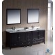 Fresca Oxford 84" Espresso Traditional Double Sink Bathroom Vanity w/ Side Cabinet