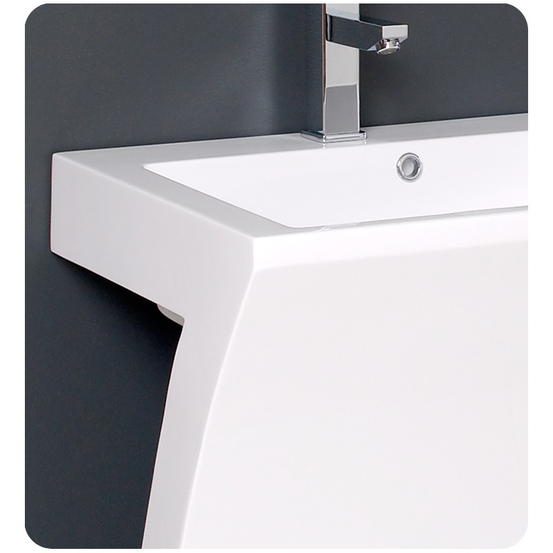 Fresca Quadro White Pedestal Sink W Medicine Cabinet - Modern Bathroom Vanity