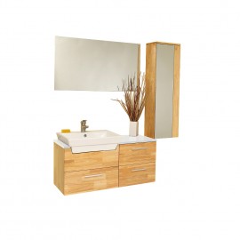 Fresca Caro Natural Wood Modern Bathroom Vanity w/ Mirrored Side Cabinet